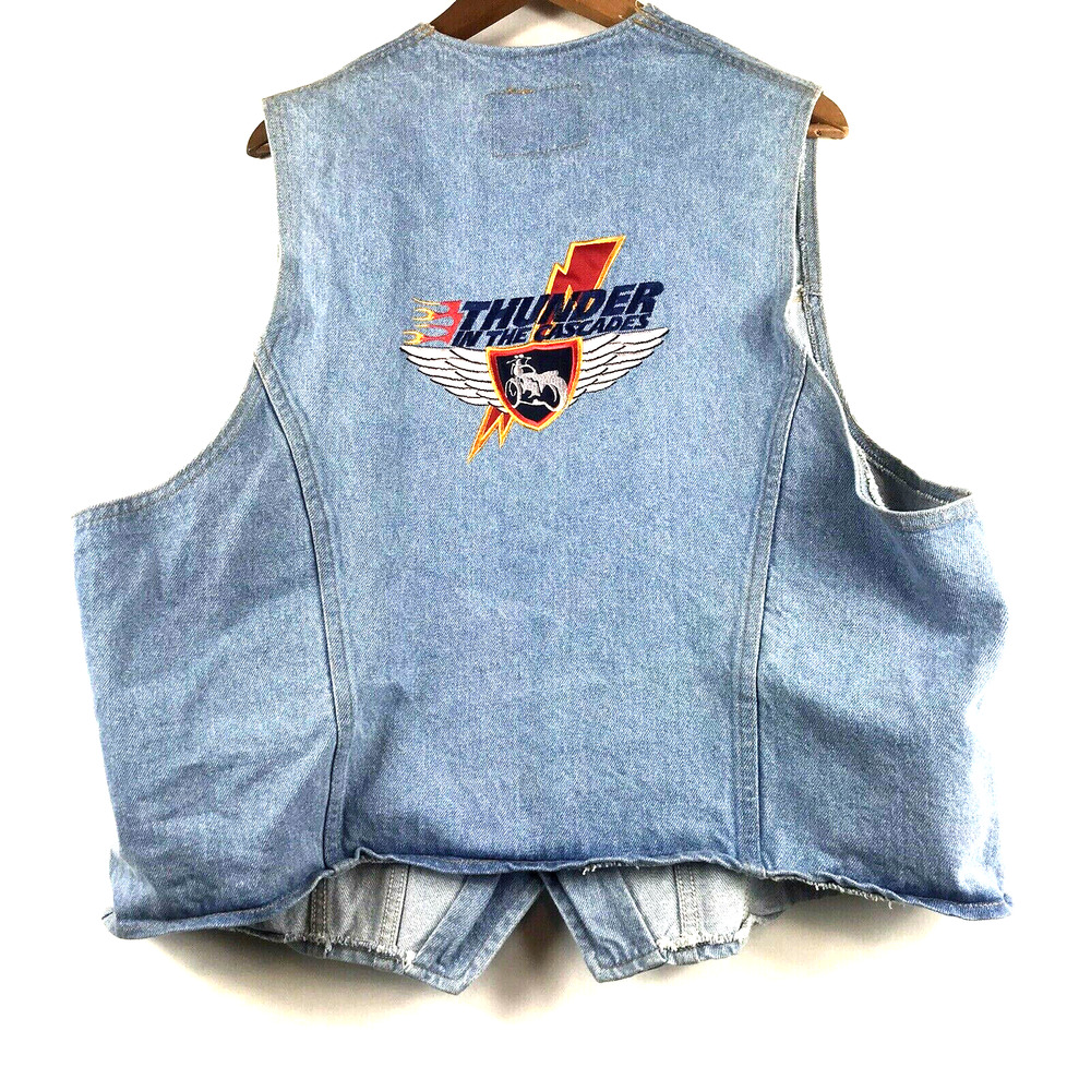 3 Rivers Vest Mens Thunder In The Cascades Motorcycle Event Denim Size Large